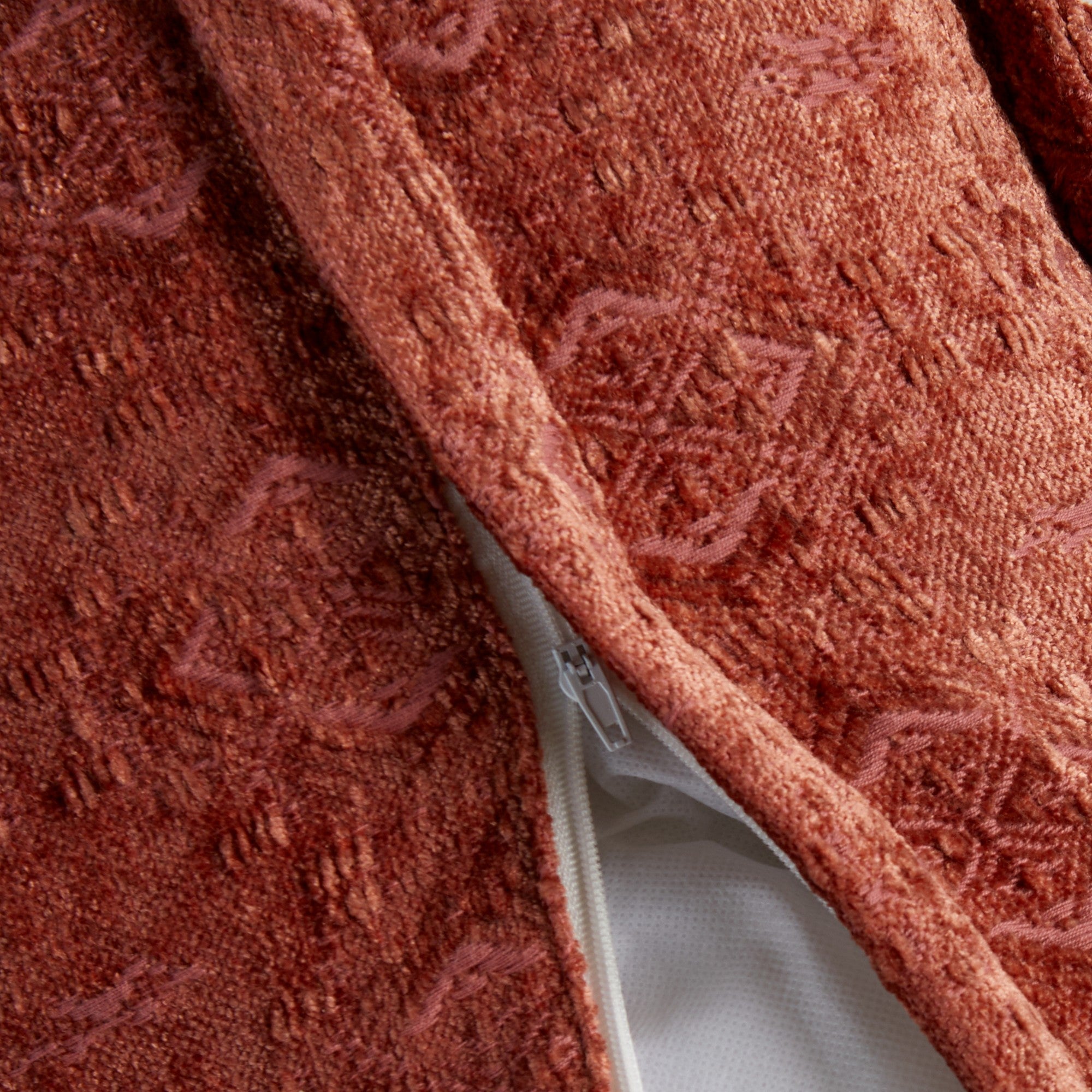 Rust chenille jacquard pillow cover with hidden zipper closure, textured decorative throw pillow cover for sofa, couch, bed, and living room decor