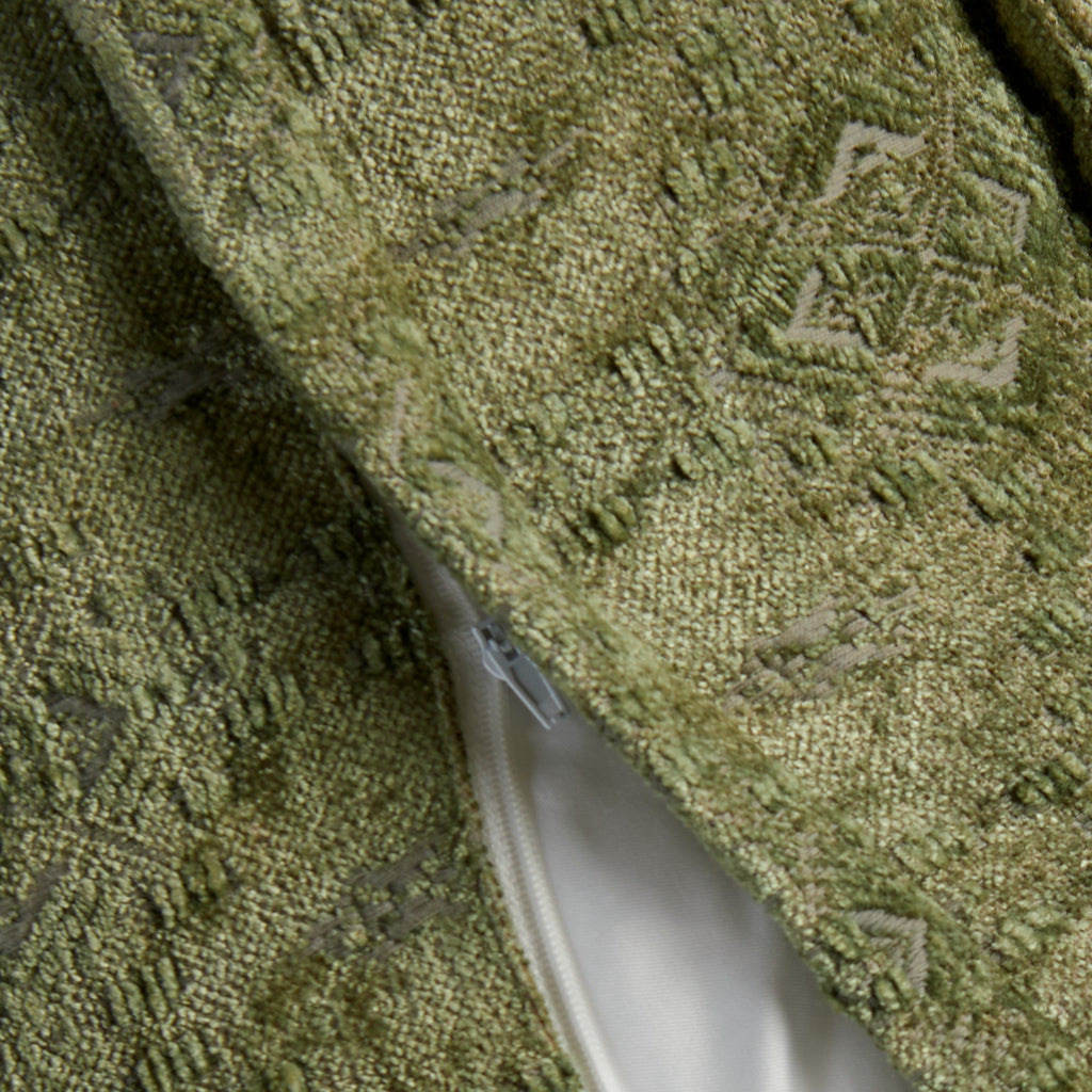 Sage green chenille jacquard pillow cover with hidden zipper closure, textured decorative throw pillow cover for sofa, couch, bed, and living room decor