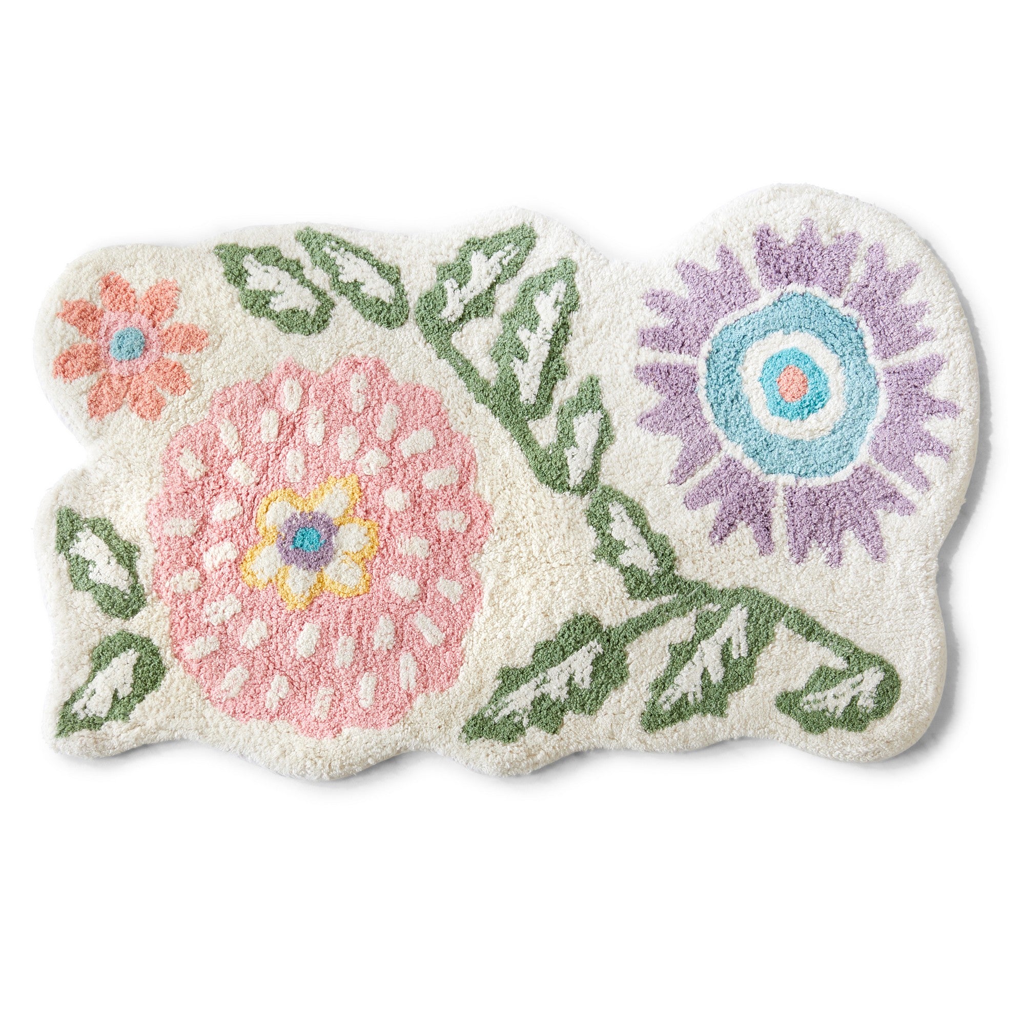 Decorative rug with floral patterns on a white background